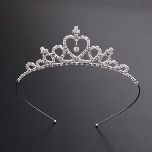 Prinses Glanzend Kristal Bruidstiara Feestverkiezing Verzilverde Kroon Haarband Bruiloft Accessoires Ornamenten Kinderen Meisjes Kind Schoolfeest Strass Verjaardag Tiara