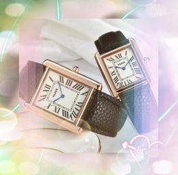 Hermoso cuadrado Romano Tank Dial Lovers Watch Women Men Reloj Movimiento de cuarzo Rose Gold Silver Lindo Negocio de Negocios ¡Vestidos de fiesta para niñas Relojes de regalos
