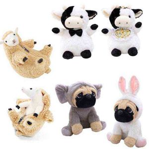 Mooie gevulde schapen koe puppy poppen speelgoed zacht gevulde pluche dieren grappige dressing huisdieren pop simulatie lam voor ldren cadeaus j220729