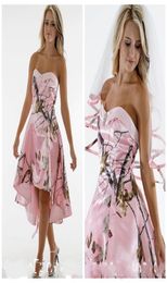 Belle chérie haut bas rose camouflage courte demoiselles d'honneur robe pas cher mince robes de demoiselle d'honneur robes de soirée personnalisé demoiselle d'honneur 7074523