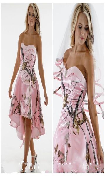 Belle chérie haut bas rose camouflage courte demoiselles d'honneur robe pas cher mince robes de demoiselle d'honneur robes de soirée personnalisé demoiselle d'honneur 7074523