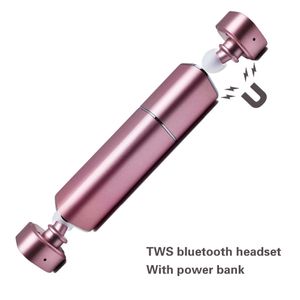 Beautiful Twins True Auriculares inalámbricos Bluetooth con batería de carga de emergencia V4.1 Mini auriculares estéreo Manos libres para iPhone7 Teléfono inteligente