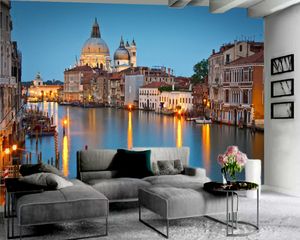 Belle Water City 3D Papier peint 3D Papier peint Custom Paysage romantique Soie décorative 3D Moderne Wallpaper