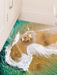 Hermosas olas Pegatinas de remolino Decrote DIY Home Decor 3d Playa Palabra de pared Sea Starfish Baño póster de niños Ralsas de niños SD1618999513
