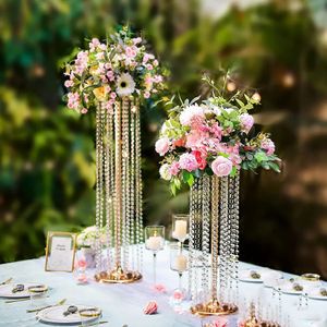 40 à 120 cm de haut) Grand stand de fleurs de mariage en métal avec perle de rideau support de lustre élégant