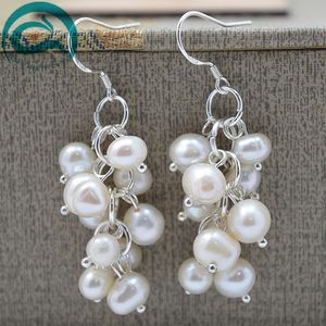 Belle couleur blanche perle boucle d'oreille bijoux des femmes 925 crochet en argent sterling Dangle boucle d'oreille A899