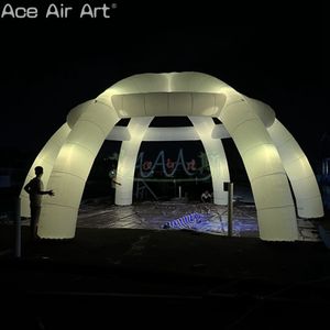 Tente gonflable d'araignée de partie de chapiteau d'arc de tente de galerie gonflable en forme de dôme blanc pour l'événement/étape avec l'éclairage coloré de LED