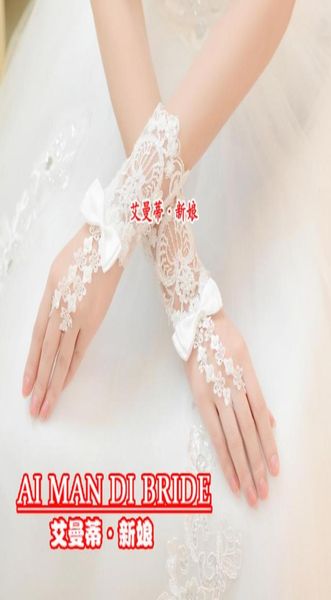 Magnifiques gants de mariée en dentelle transparente blanche, sans doigts, robe de bal, accessoires pour robe de mariée, nouvelle collection 5886037