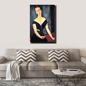 Mooie Vrouw Canvas Art Madame G. Van Muyden Schilderij door Amedeo Modigliani Handgemaakte Kunstwerk Bibliotheek Decor