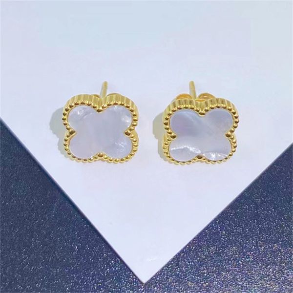 Boucles d'oreilles trèfle blanc et noir pour femmes, bijoux magnifiques, clou de fiançailles en acier inoxydable, cadeau