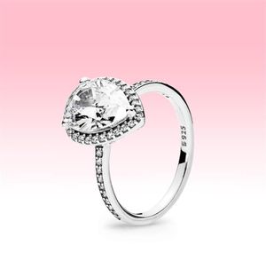 Mooie vrouwen trouwring CZ Diamond traanringen met originele doos voor 925 Sterling Silver Summer Sieraden Ring Set223072254