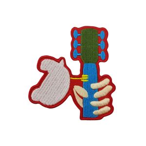 Hermosa Woodstock Music Festival Dove Guitar Rocking parche bordado para planchar o coser ropa al por mayor envío gratuito