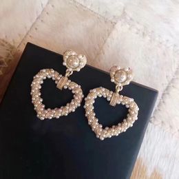 Prachtig 18K GOUD GOLDEN LUXury Brand Designers Letters C Stud Geometrische beroemde vrouwen Crystal Rhinestone Pearl Earring Wedding Party Joodlry