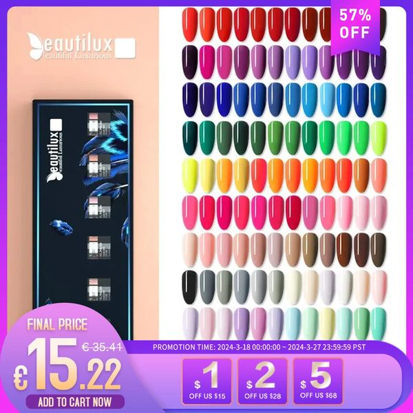 Kit de vernis à ongles Beautilux 6pcs / set x10ml Soak Off UV LED Vernis à ongles Set Semi Permanent Nail Art Gels Laque Boîte-cadeau DIY 240321