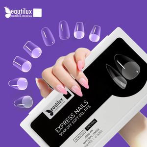 Beautilux korte valse nagels Volledige omslag Matte gel Tips Nail Art American Capsule Press on Coffin Almond Oval Fake Express 240509