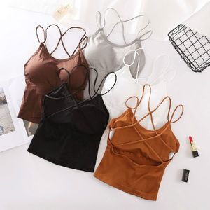 Belleza Espalda Acolchada Yoga Bra Camisas Top para Mujer Traje Sexy Hollow Sport Tank Tops Transpirable Fitness Camisetas Correr Chalecos Atléticos 5 colores