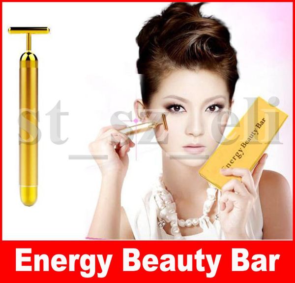 Barre de beauté Énergie Bar de beauté 24k Pulse Gold Massage Massage de massage de rouleaux faciaux Massage du corps facial Détente avec Boxes5537133