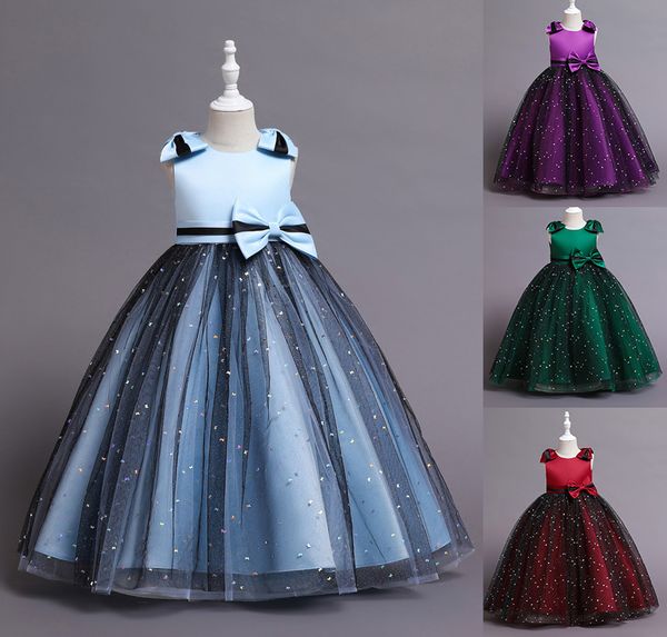 Belleza Azul Vino Púrpura Verde Joya Cumpleaños de niña/Vestidos de fiesta Vestidos de desfile para niña Vestidos de niña de flores Faldas de todos los días para niñas Ropa para niños Talla 2-10 D401117