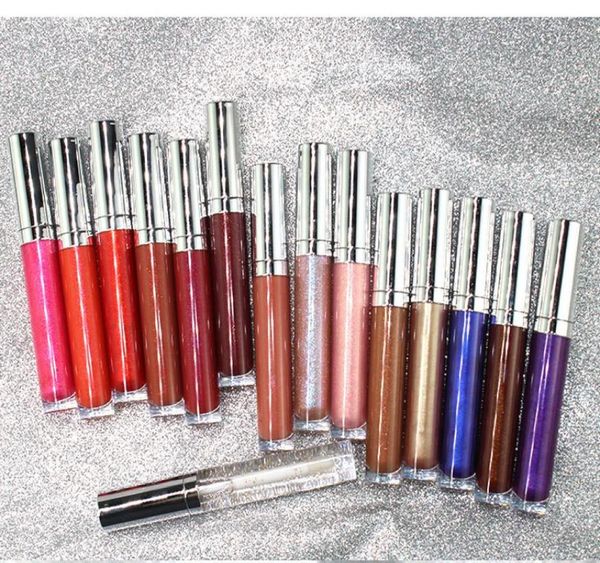 Beauté Cosmétiques Vegan 26 Couleurs Glitter Shimmer Liquide Brillant À Lèvres Personnalisé Marque Privée Maquillage Lipgloss rouge à lèvres Sans Logo Rond Silv7908701