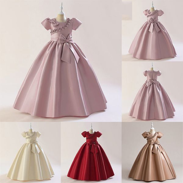 Beauté Poussiéreux Rose Marron Champagne Vin Bijou Robes De Fille De Fleur Robes D'anniversaire De Fille Jupe De Fête Pour Filles Robe De Tous Les Jours Pour Enfants Vêtements De Fête SZ 2-4 D323140