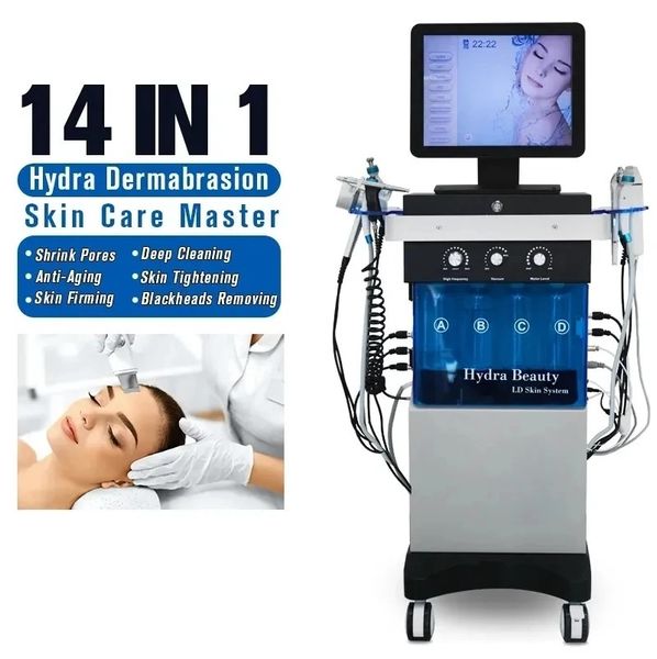 Equipo de belleza 14 en 1 Hydra Water Dermabrasion pdt Terapia facial Cold Hammer Spa Machine hydro Aqua Oxygen Hydra máquina facial