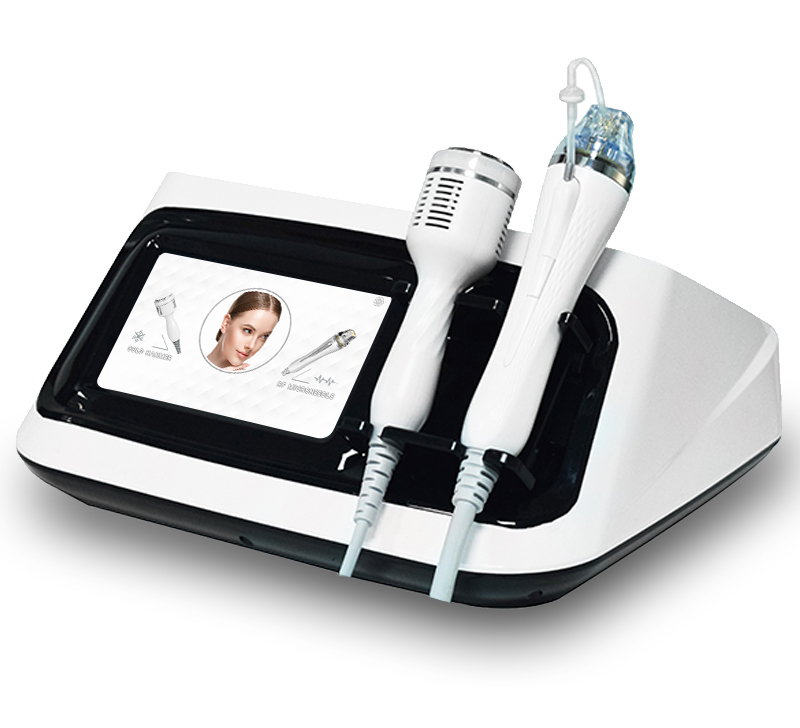 Attrezzatura per la bellezza domestica Macchina per microneedling 2 in 1 RF con martello freddo Cryo Smagliature per rimozione cicatrici Trattamento nano micro ago 10/25 / 64pin