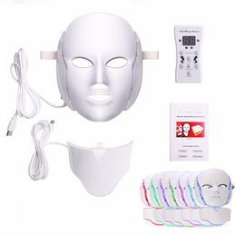 Equipo de belleza 7 colores LED terapia de luz cara máquina de belleza máscara para el cuello con microcorriente para blanquear la piel máquina hidrofacial instrumento de belleza para el hogar