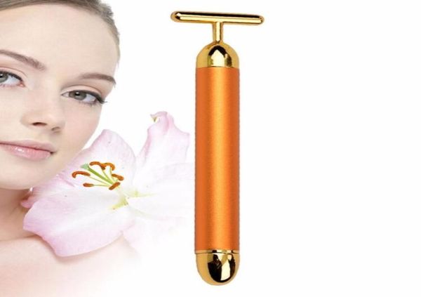 Équipement de beauté soins du visage barre de beauté énergétique étanche 24K or impulsion raffermissant masseur rouleau pochette pour les yeux du visage Remover2629898