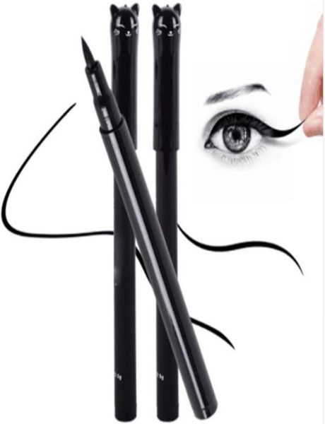 Delineador de ojos de belleza Estilo de gato negro delineador de ojos líquido resistente al agua de larga duración lápiz de maquillaje herramienta cosmética bea4874058242