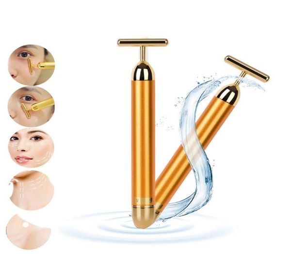 Terrela de cuidado de la piel de belleza Pro Slimmming Face de 24 km Barra de elevación de oro Vibración Facial Massor Facial Energy Vibrating Bar6736190