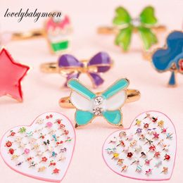 Schoonheid Mode 10 20 36 pcs Leuke Cartoon Kinderringen Koreaans Dier Bloem Verstelbaar Kind Meisjes Vinger Kinderen Kawaii Zoete Geschenken 230830