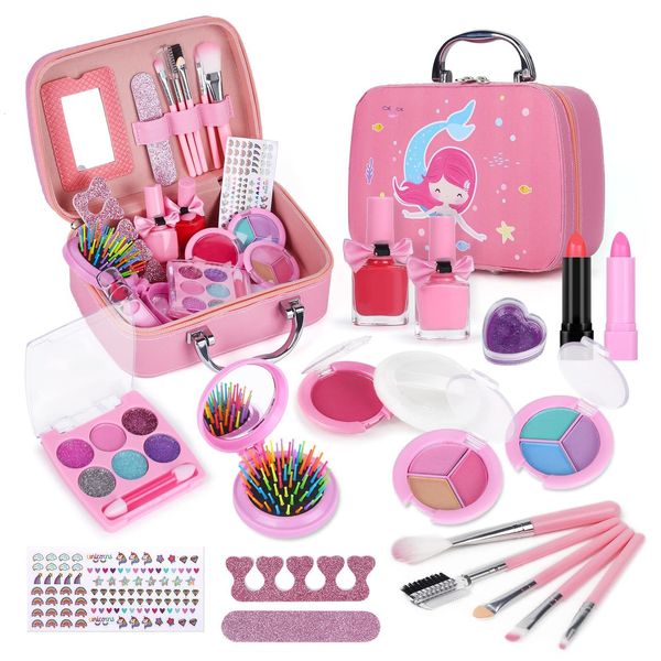 Beauté mode filles réel maquillage Kit lavable princesse jeu ensemble enfants jouets sûr non toxique faire semblant d'anniversaire pour cadeaux 230427