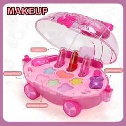 Beauty Fashion Meisjes Trolley Cosmetische Prinses Make-up Box Koffer Lippenstift Kinderen Speelgoed Fantasiespel Babyset 230830