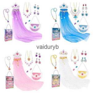 Beauté Mode Enfants Noël Halloween Cape Princesse Longues Perruques Tressées Diadème Couronne Baguette Collier Bijoux Fille Paillettes Cape Pour Costume De Fêtevaiduryb