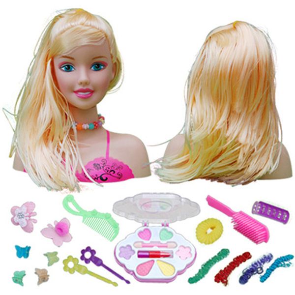 Beauty Fashion Kids Dolls Half Body Makeup Peigt Hair Toy Doll Pretend Play Princess Set Toys Girls Training Girl Cadeaux idéaux 230208