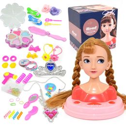 Beauty Fashion Kids Fashion Toy Children Make -up doen alsof speelset Styling Head Doll Hairstyle Beauty Game met Hair Dryer Birthday Gift voor Girls 230520