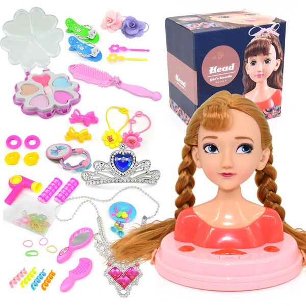 Beauté Mode Enfants Mode Jouet Enfants Maquillage Faire semblant Playset Tête À Coiffer Poupée Coiffure Beauté Jeu avec Sèche-Cheveux Cadeau D'anniversaire Pour Les Filles 230216