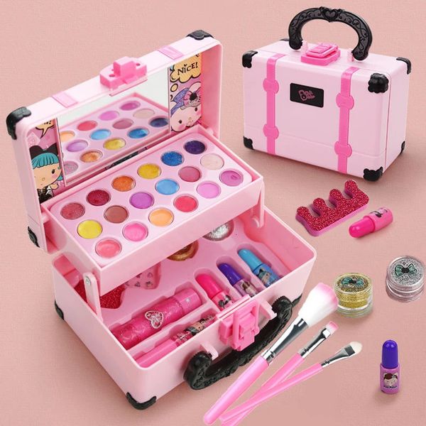 Beauté Mode Enfants Maquillage Cosmétiques Jouant Boîte Princesse Fille Jouet Jouer Ensemble Rouge À Lèvres Ombre À Paupières Sécurité Jouets Non Toxiques pour Les Filles 231202