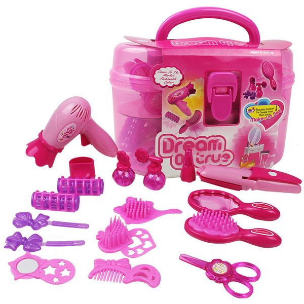 Belleza Moda Niños Maquillaje Juguetes Princesa Juego de imaginación Juego de maquillaje rosa Simulación de peluquería para niñas Juego de vestir 230705