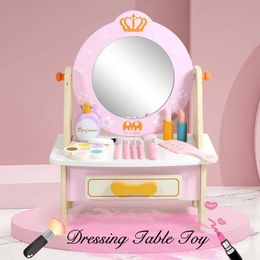 Belleza Moda Montessori Juegos de educación de la primera infancia Mesa de maquillaje de princesas Mesa de maquillaje para niños Mesa de maquillaje Pink Magno Regalo de cumpleaños WX5.21