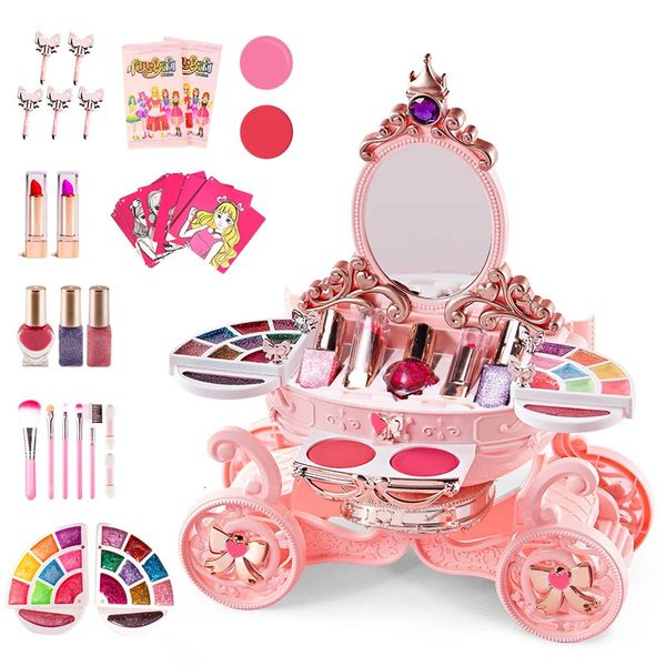 Belleza Moda Simulación Cosméticos Set Niña Maquillaje Juguetes Bebé Juego de imaginación Esmalte de uñas Accesorios de lápiz labial Muñeca para niños 3 años Regalo 231207