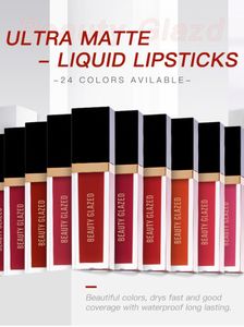 Schoonheid geglazuurde 24 kleuren vloeibare lippenstift natuurlijke matte langdurige non-stick cup lip glans sexy lip glazuur make-up