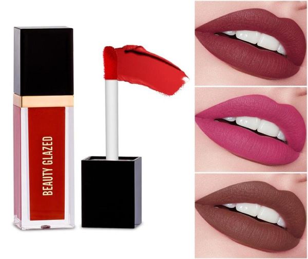 Beauty glaseado lápiz labial impermeable Drys rápida buena cobertura para toda la piel 24 color maquillaje opcional lápiz labial líquido mate1271709