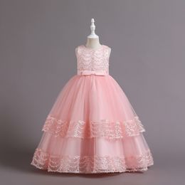 Belleza Oro Vino Rosa Blanco Joya Cumpleaños de niña/Vestidos de fiesta Vestidos de desfile para niña Vestidos de niña de flores Faldas de todos los días para niñas Ropa para niños SZ 2-10 D401114