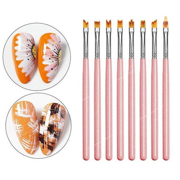 8pcs / ensemble en acrylique nail art ligne peinture stylo 3d tonnes manucure fleurs motifs dessin stylo uv gel pinces de peinture outils ongles outils de taille nail art outils