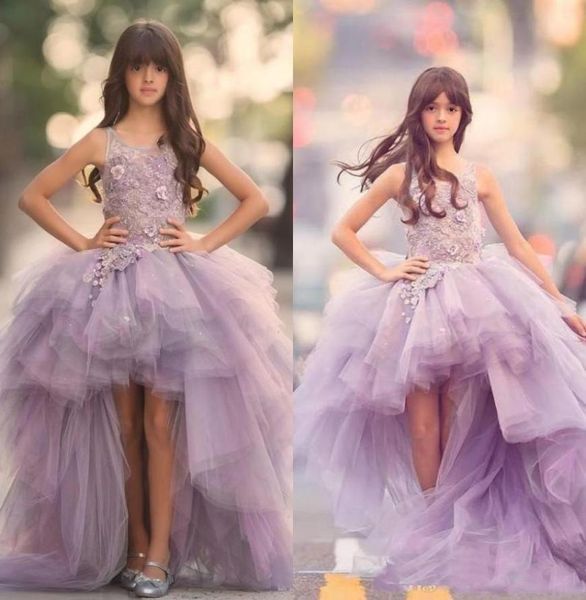 Belleza alta girl039s vestidos de concurso de tul bola de balón aplazada de encaje para niños comunión ropa de flor girls039126233552242