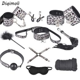 Articles de beauté 10 pièces ensembles de Bondage en cuir produit sexy érotique BDSM contraintes formation esclave outils fétiche Couples flirtant SM jeu jouets