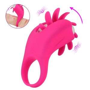 Schoonheid items 10 snelheden vibrators penis ring pik ringen rotatie orale vagina clitoris stimulator g-spot massager tong likken volwassen producten