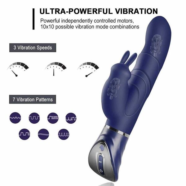 Artículos de belleza 10 modos de vibración vibrador de conejo punto G estimulador de clítoris pezón masajeador pseudopila dispositivo de masturbación AV juguete sexy