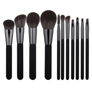 Articles de beauté 11 pièces ensemble de pinceaux de maquillage noir professionnel cosmétiques maquillage Contour fond de teint fard à paupières maquillage pinceau outils Kit